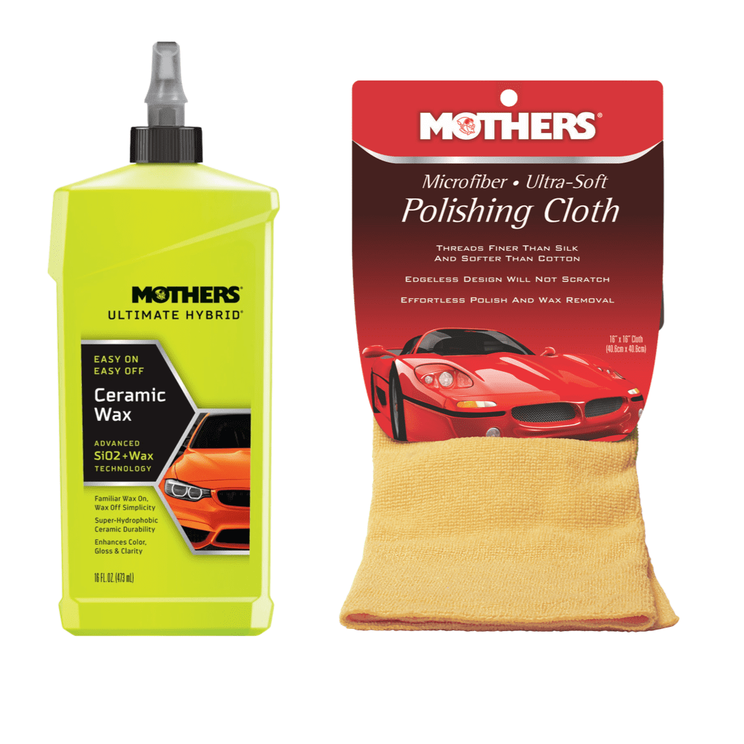 Mothers 05566/155200 Ultimate Hybrid Ceramic Wax 16 oz. and Microfiber Ultra-Soft Polishing Cloth