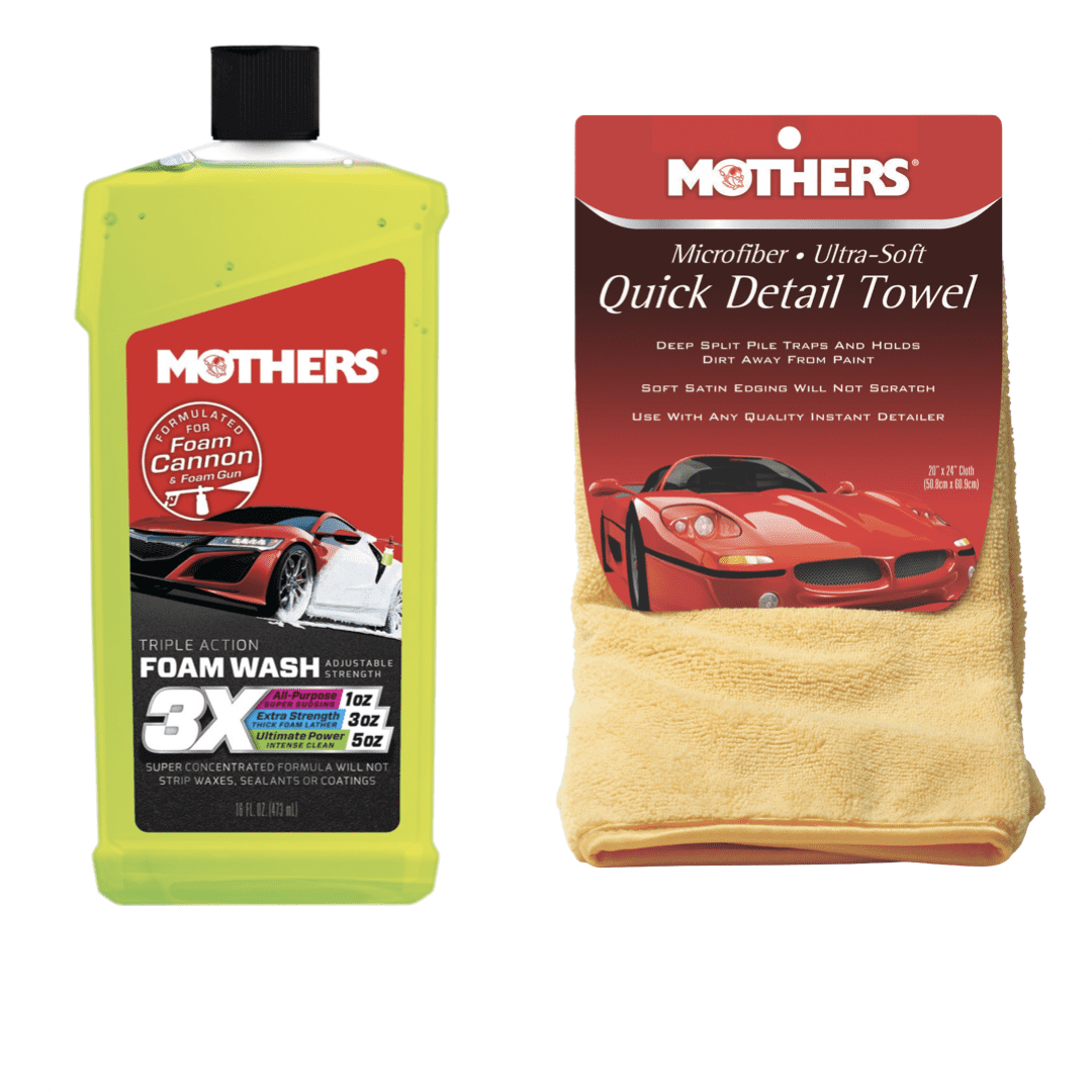 Mothers 05616/155600 Triple Action Foam Wash 16 oz. and Mothers Ultra-Soft Quick Detail Towel
