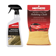 Mothers 05644/155200 California Gold Waterless Wash & Wax 24 oz. and Microfiber Ultra-Soft Polishing Cloth