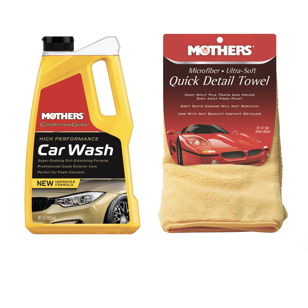 Mothers 05648/155600 California Gold Car Wash 48 oz. and Mothers Microfiber Ultra-Soft Quick Detail Towel