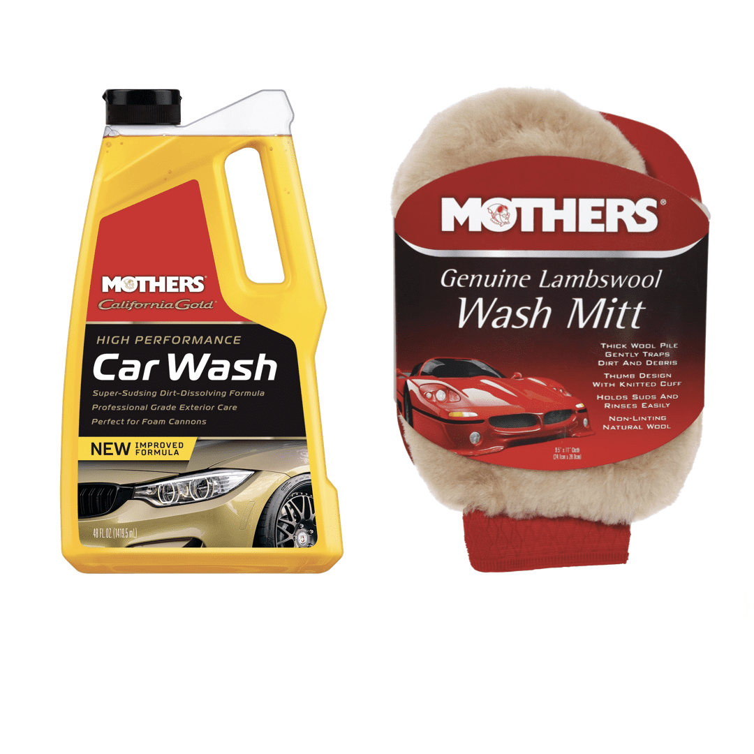 Mothers 05648/156300 California Gold Car Wash 48 oz. and Mothers Genuine Lambswool Wash Mitt