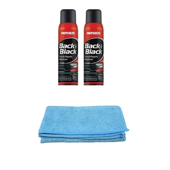 Mothers Back-to-Black Trim & Plastic Restorer (10 oz) Bundle with Microfiber Cloth (3 Items)
