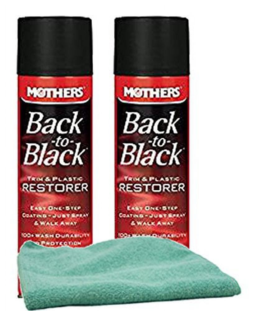 Mothers Back-to-Black Trim & Plastic Restorer (10 oz) Bundle with Microfiber Cloth (3 Items)