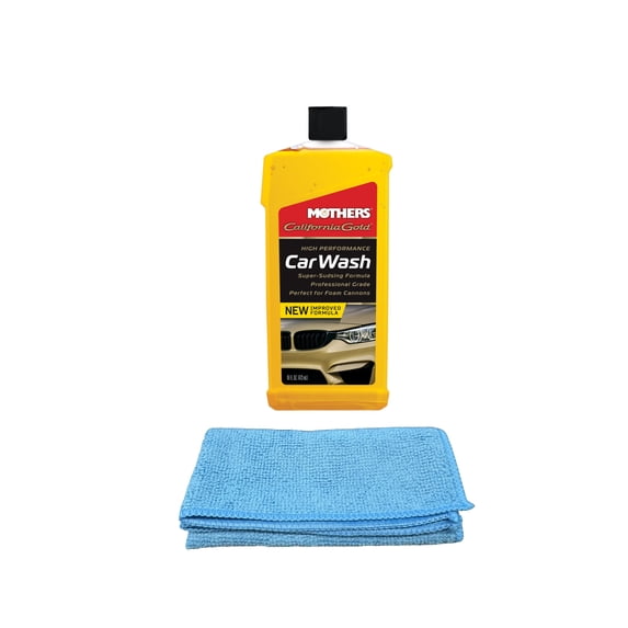 Mothers California Gold Car Wash (16 oz.) Bundled with a Microfiber Cloth (2 Items)
