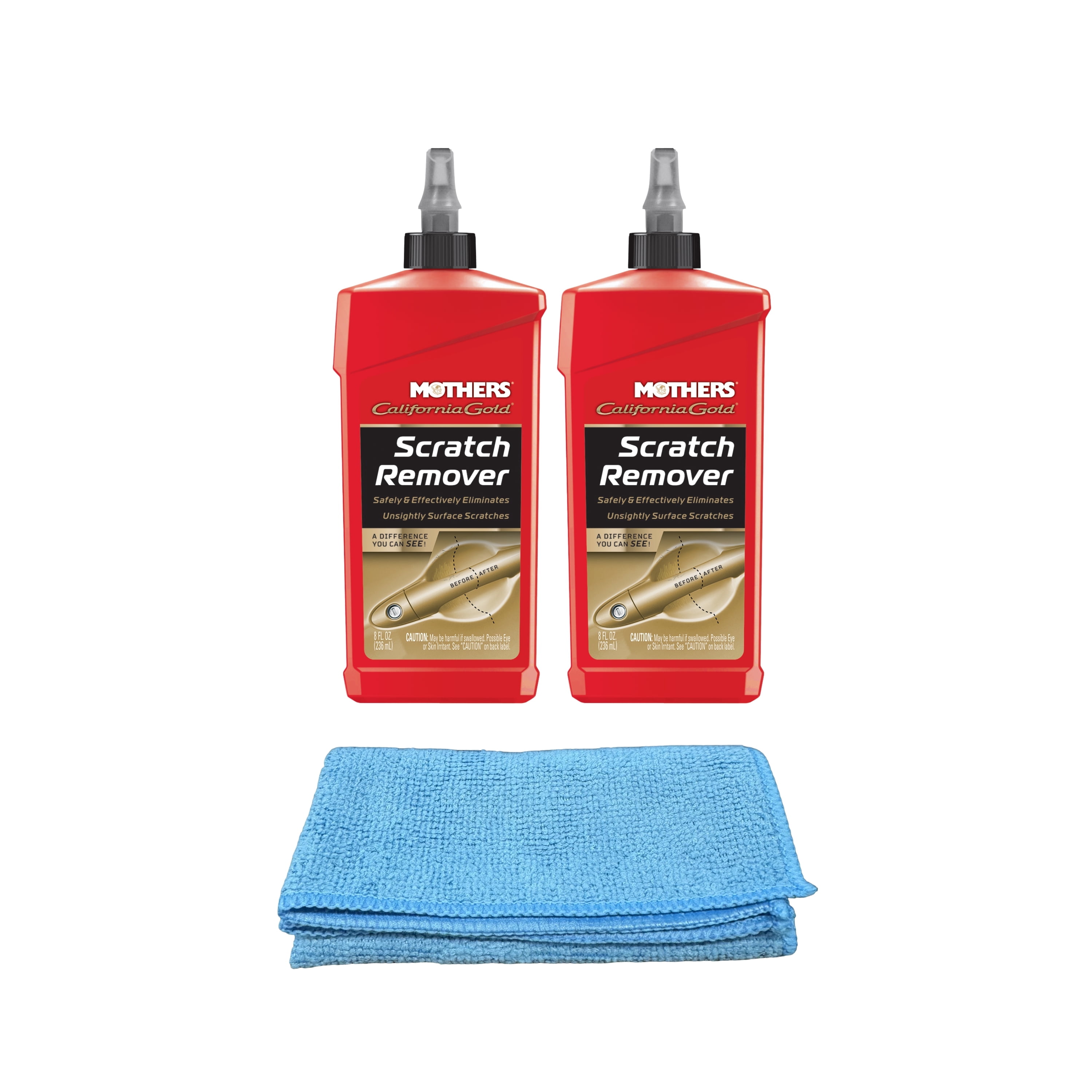 Mothers California Gold Car Polishes 08408, Automotive Polishes, 8 oz, 2 Pieces + Cloth