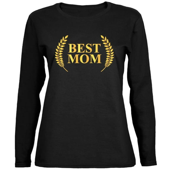Mothers Day - Best Mom Laurel Black Ladies Long Sleeve T-Shirt - Medium