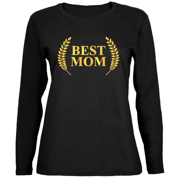 Mothers Day - Best Mom Laurel Black Ladies Long Sleeve T-Shirt - X-Large