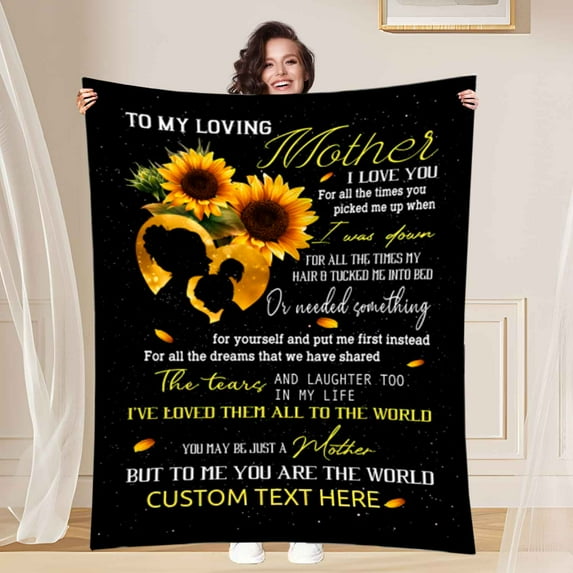 Mothers Day Birthday Gifts for Mom, Flannel Throw Blanket to My Mom from Daughter Son Soft Blanket Mothers Gift for Sofa Travel Bedding YR001
