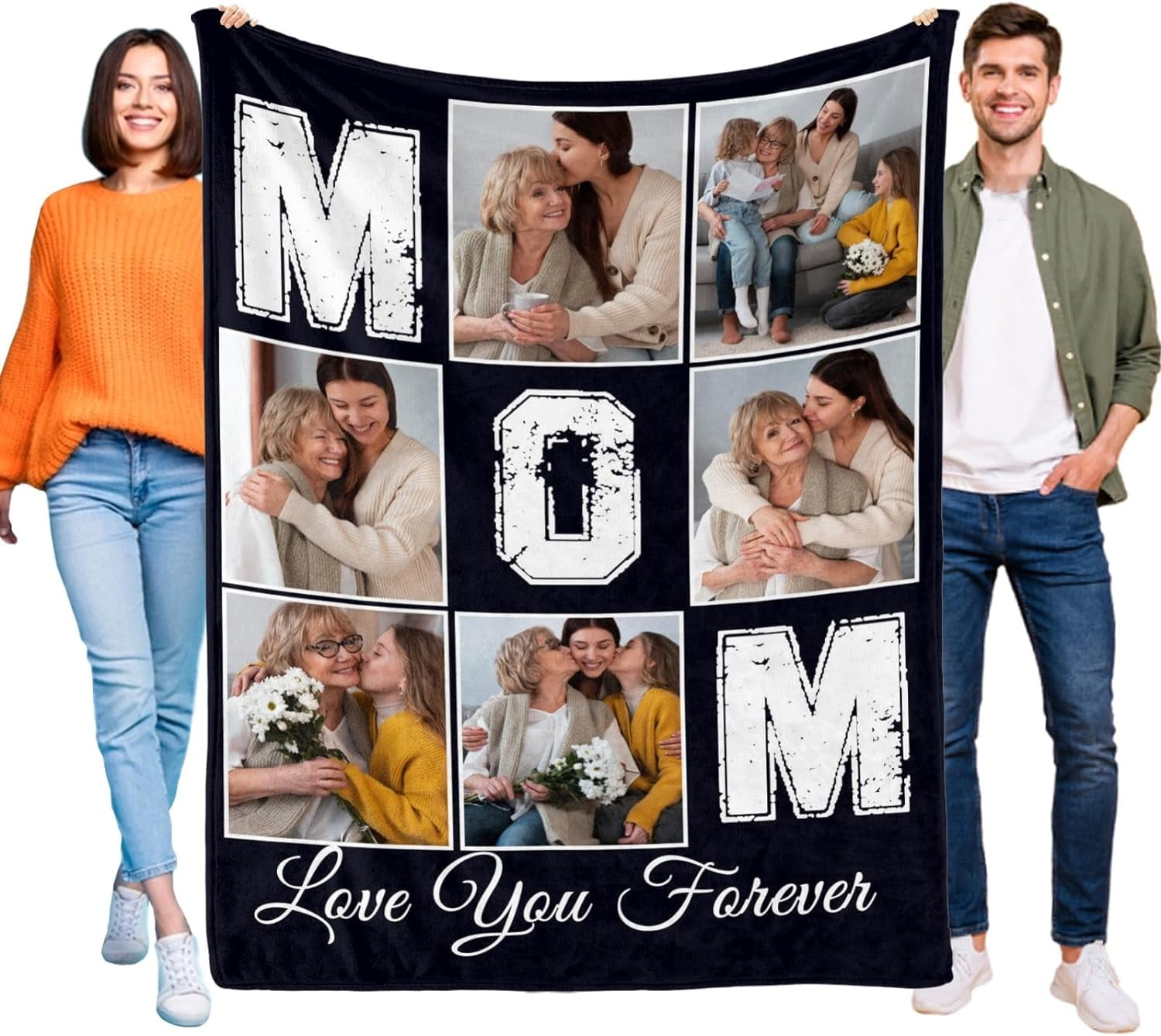 Mothers Day Blanket for Mom Grandma, Custom Blanket with Picture, Photo