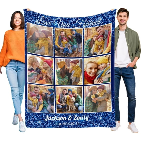 Mothers Day Blanket for Mom Grandma, Custom Blanket with Picture, Photo Collage Blankets Customized Blanket with Photos, Personalized Mother Day Birthday Gifts for Nana Grandpa Dad Friends Blankets