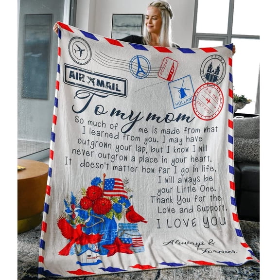 Mothers Day Blanket from Daughter/Son ,Birthday Mom/Women, Warm Soft Flannel Letter Blanket, 30x40in Fleece Blanket