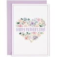 thumbnail image 1 of Mothers Day Card, Elegant Floral Heart Design, Thoughtful Greeting for Mom, Includes Envelope, 1 of 1