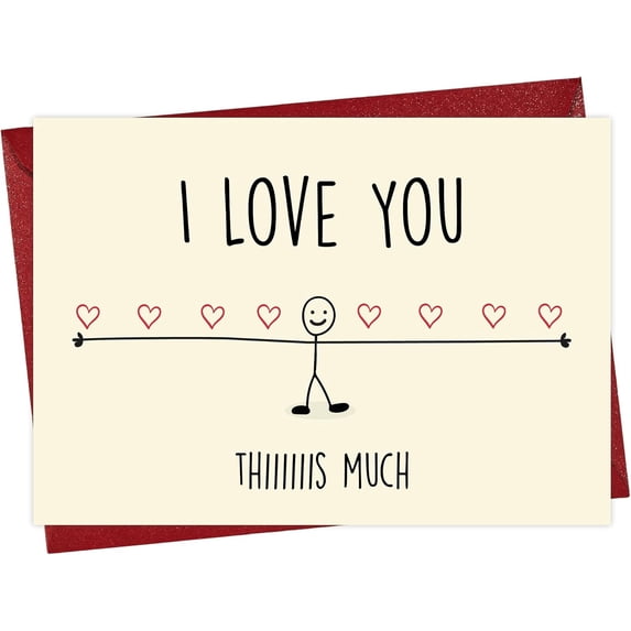 Mothers Day Card with Envelope - 'I Love You This Much' Cards for Wife or Mum - Mother's Day Card from Husband, Son or Daughter - Sweet Appreciation Gift for Her on Mama's Day 5x8 Inch