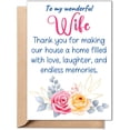 thumbnail image 1 of Mothers Day Card for Wife from Husband – Romantic 5x7 Folded Card with Envelope & Sticker – Sweet Love Message Gift for Wife, Elegant Floral Design, Blank Inside, 1 of 1