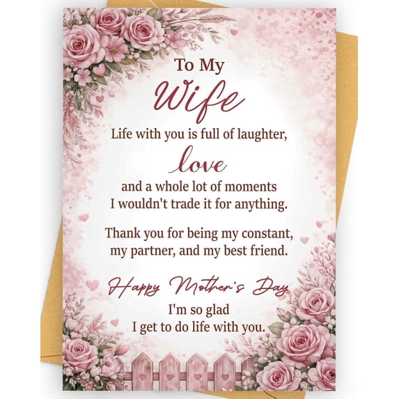 Mothers Day Card for Wife, Mothers Day Gifts for Wife from Husband, Mother's Cards Gift Ideas