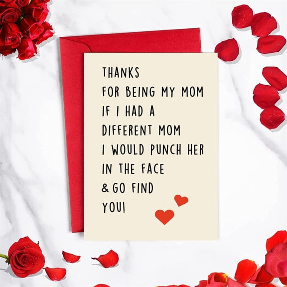 Mothers Day Cards for Wife, Funny Mother's Day Card, Humorous "Thanks For Being My Mom" Greeting Card with Envelope, Appreciation Card for Mom, Unique Gift 5.5x8.46 Inch 1Pcs