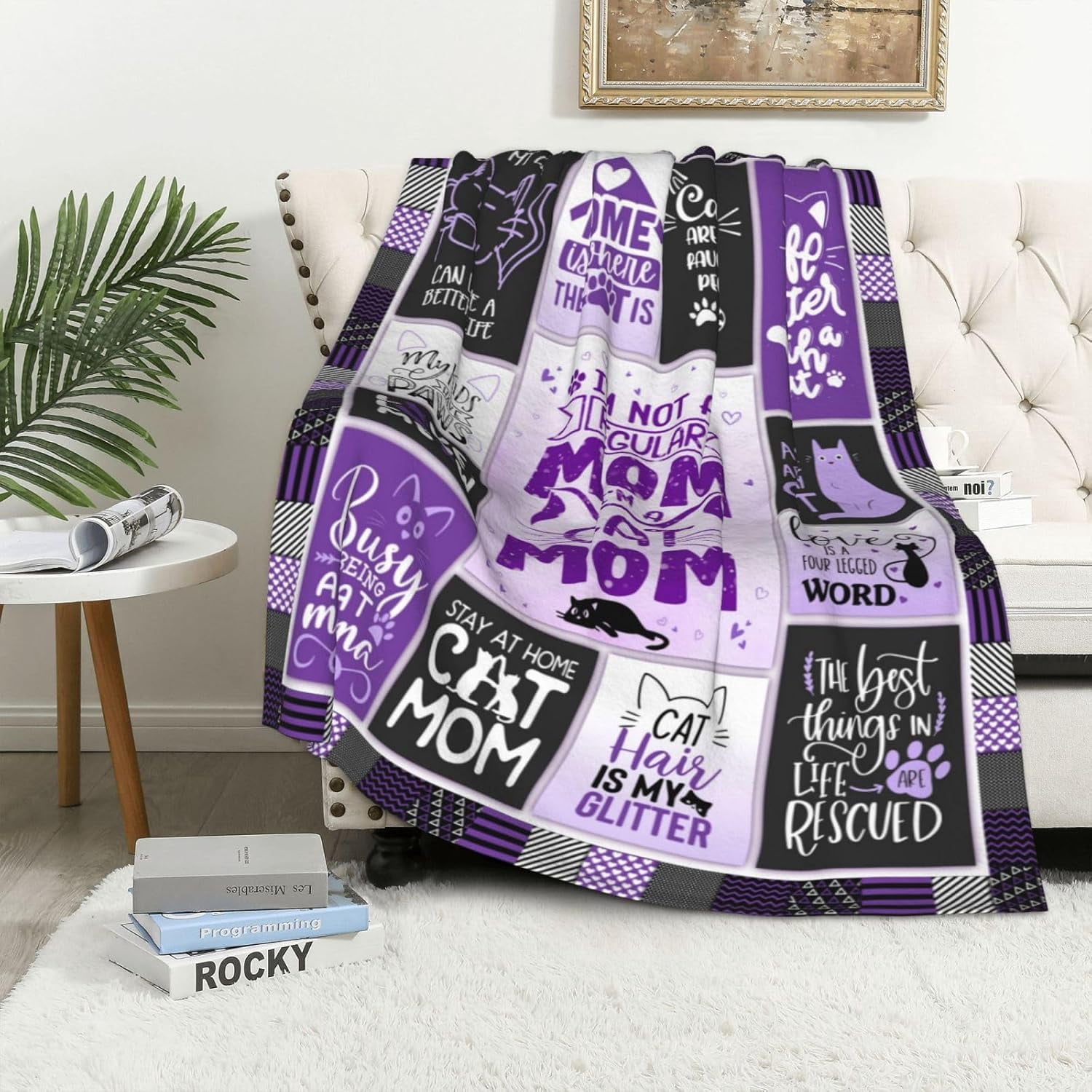 Mothers Day Cat Mom Gifts for Women, Cat Gifts for Cat Lovers, Cat Lover Gift for Women Girls, Crazy Cat Lady Gifts for Women, Gift for Cat Lover for Birthday, Cat Owner Gifts Throw Blankets 60" x 50"