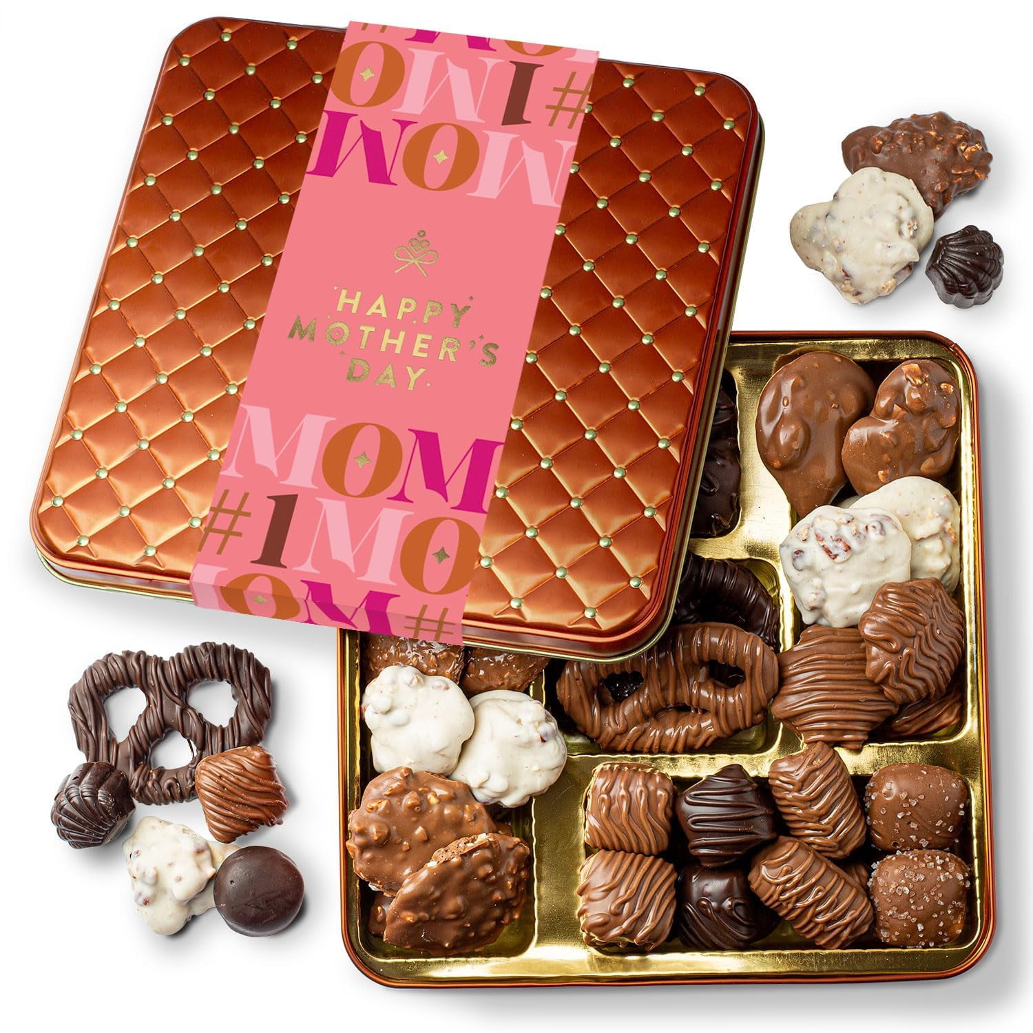 Mothers Day Chocolate Gift Basket, Food Gifts Arrangement Platter, Gourmet Snack Box, Mom, Her, Grandmother, Mother - Bonnie & Pop