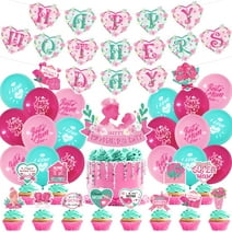 Mothers Day Decorations with Happy Mother's Day Banner Cake Topper Pink Red Blue Latex Balloons Mom's Day Party Supplies