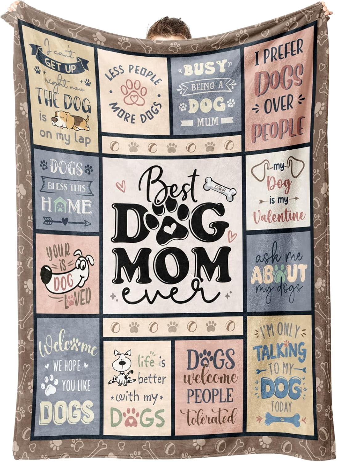 Mothers Day Dog Mom Gifts for Women – Best Ever Blanket for Pet Lovers, Funny Canine-Inspired Throw for Women, Cozy Present for Dog Owners on Birthday, Christmas, or Mother’s Day 60" x 50"