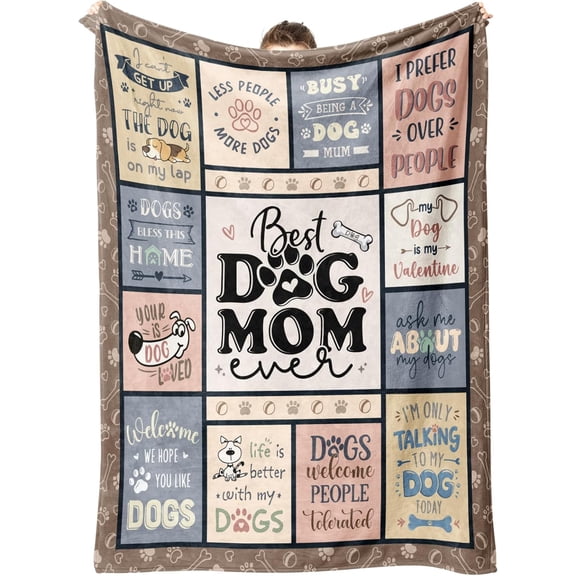 Mothers Day Dog Mom Gifts for Women – Best Ever Blanket for Pet Lovers, Funny Canine-Inspired Throw for Women, Cozy Present for Dog Owners on Birthday, Christmas, or Mother’s Day 60" x 50"
