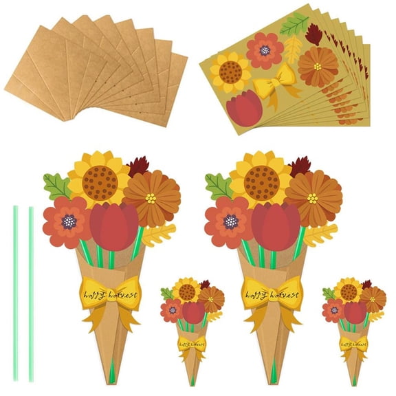 Mothers Day Flower Bouquet Craft Card Making Kit, Make Your Own Flowers Handmade Gifts, Crafts DIY Flower Bouquet Kit, for Spring Summer School Classroom Home Fun Activities