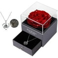 thumbnail image 1 of Mothers Day Flower Gifts for Her, Preserved Real Flower Rose with Silver-Tone Heart Necklace I Love You in 100 Languages Gift Set, Enchanted Flower Rose Gifts, Red, 1 of 1