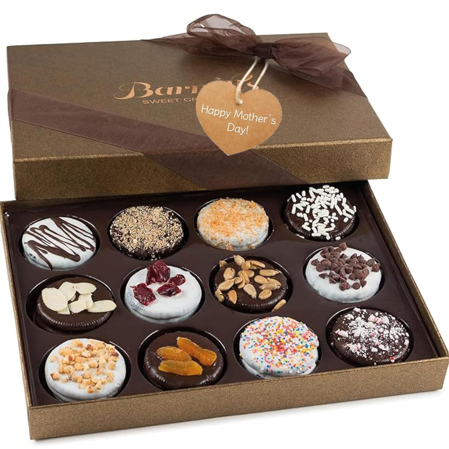 Mothers Day Gift Basket, 12 Gourmet Cookies, Chocolate Candy 