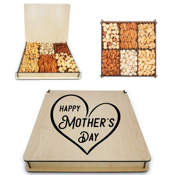 Mothers Day Gift, Food Basket, Mixed Nuts Wooden Reusable, Women, Wife, Snack Box, Secret Garden's