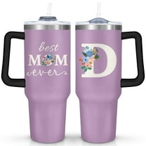 Mothers Day Gift for Mom Mug Cup 40 Oz Tumbler with Handle and Straw, Reusable Stainless Steel Water Bottle Leak Proof Insulated Travel Iced Coffee Cup Birthday Christmas Gift for Mom(D）
