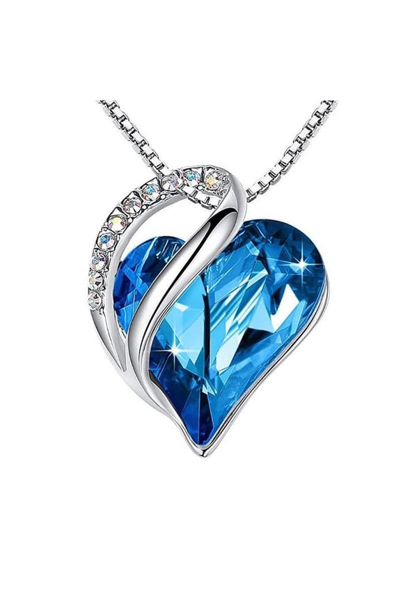 Mothers Day Gift Necklaces for Women, Infinity Love Heart Pendant with Birthstone Crystals, Silver Plated 18 plus 2 inch Chain, Birthday Jewelry for Mom and Wife