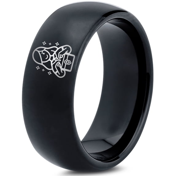 Mothers Day Gift Tungsten Gamer Rings for Men Black Valentines Gifts Pride Jewelry Bohemian