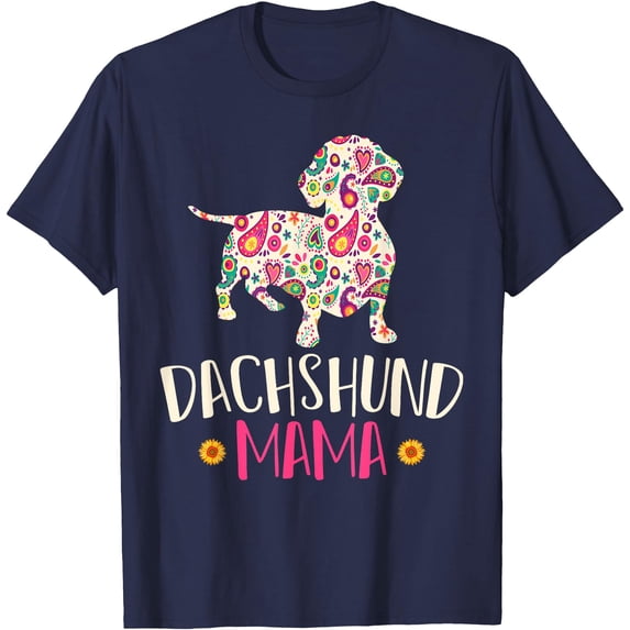 Mothers Day Gift Wiener Mom Weenie Dog Vintage Dachshund Unisex T-Shirt for Men Women Kids Toddler,Navy Color,Size 2XL