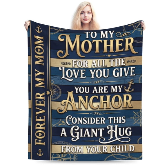 Mothers Day Gift for Mom Flannel Throw Blanket, Big Hug Quote Rustic Fleece Wrap, Gifts from Daughter Son 50x40