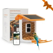 Mothers Day Gifts Bird Feeder with Camera,Bird Feeders Outdoor,AI Smart Bird Feeder Camera,1.8L - Solar Charging,Orange