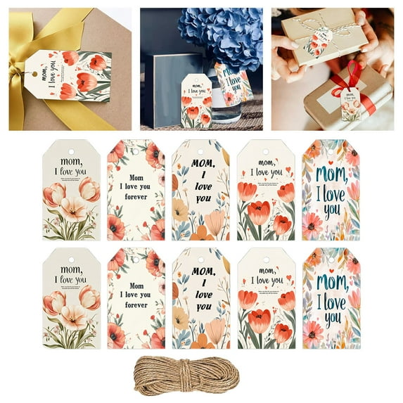 Mothers Day Gifts Clearance! 50 Mother's Day Greeting Cards and Hanging Cards with Rope Flowers