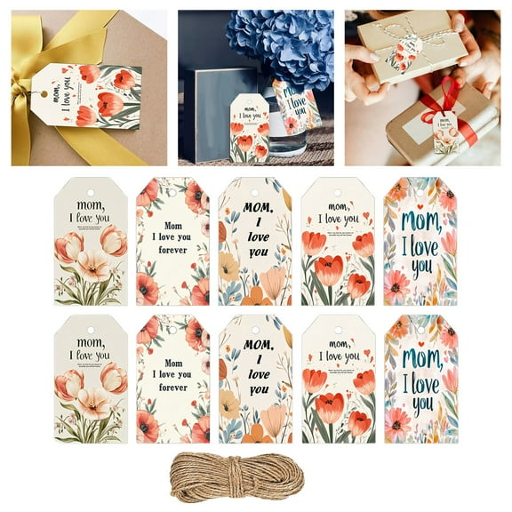 Mothers Day Gifts Clearance! 50 Mother's Day Greeting Cards and Hanging Cards with Rope Flowers