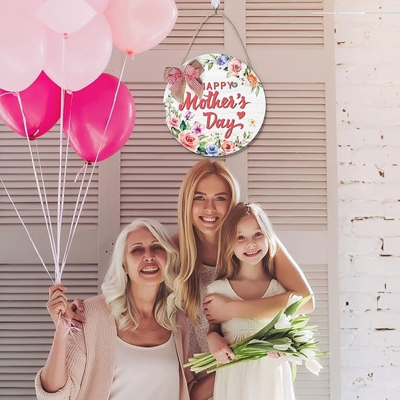 Mothers Day Gifts Clearance! Mother's Day Welcome Sign Round Wooden Door Mother's Day Door Sign Bow Door Sign