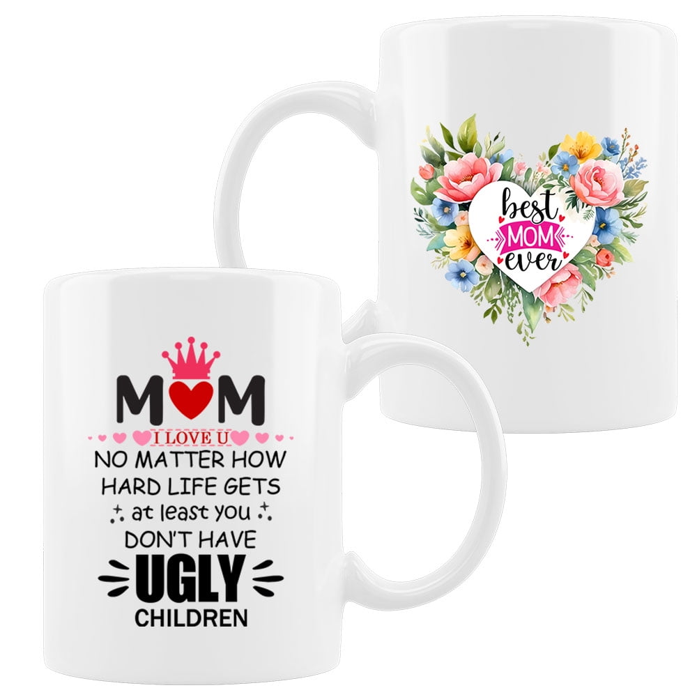 Personalized Mom Mug Funny Mom Gift Coffee Cup - 16OZ Flower Glass With Lid  & Straw, Mothers Day/Birthday Present Mom Glass Coffee Cup 16oz