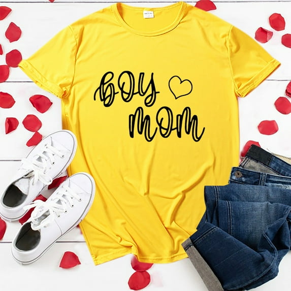 Mothers Day Gifts,Fashion Boy Mom Print O-Neck Short Sleeve Top Shirt Womens Summer Tops