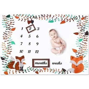 BOK Baby Monthly Milestone Blanket - Snail Theme, 40x50 Inch Soft Flannel, For Newborn Photo Props