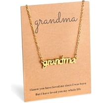 Mothers Day Gifts for Grandma, Mimi, Nanny, Mom 18K Gold Plated Letter Pendant Necklace for Women Birthday Gifts for Grandma Necklace, First Time Grandma Gifts from Grandchildren with Message Card