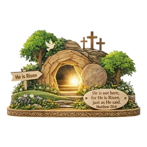 Mothers Day Gifts He Is Risen Easter Decor Empty Tomb Resurrection Scene And Decoration Set For Tray Nativity Tray Shelf Decor