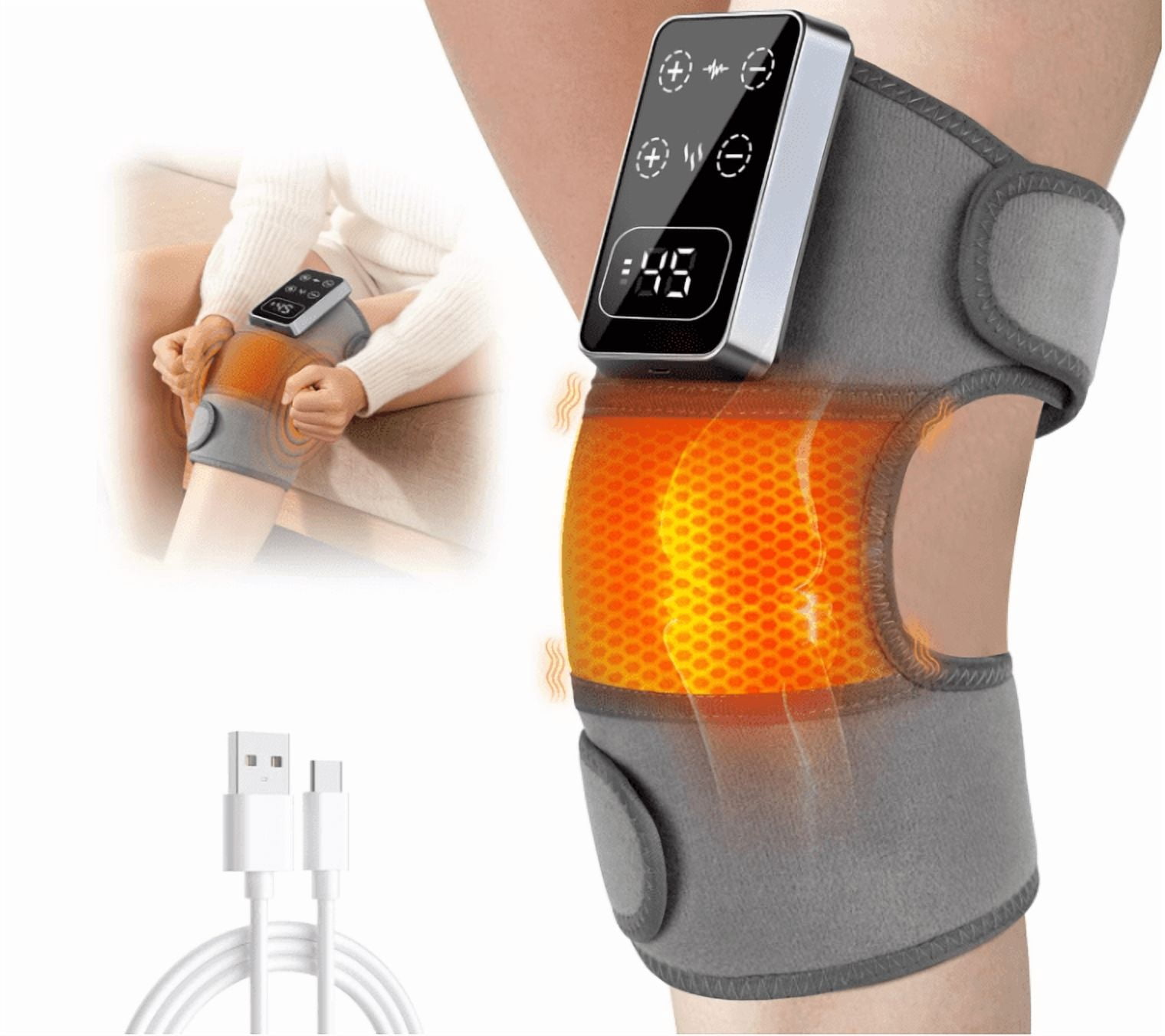Mothers Day Gifts,Knee Massager,Knee Massager for Pain Relief,Cordless Knee Massager for Pain Relief – Electric Heated Knee Brace, 5 Heat Levels & 3 Massage Modes, Gifts for Men and Women