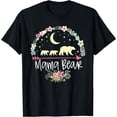thumbnail image 1 of Mothers Day Gifts Mama Bear With 2 Cubs Cute Flower Circle T-Shirt Black 3X-Large, 1 of 4