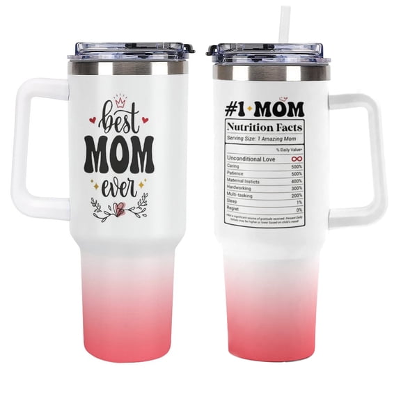 Mothers Day Gifts For Mom - Best Mom Ever Tumbler, Mommy Coffee Mug, Mama Tumblers, Momma Gift Ideas, Funny Birthday Present For Her, Mom Cup, Cute Mother Day Gift Tumbler With Handle 40oz