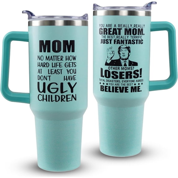 Mothers Day Gifts Mom Birthday Gifts, Gifts For Mom From Daughter, Son - Christmas Gifts For Mom Best Mom Ever- 40oz Mom Tumbler With Handle Mom Cup Mom Coffee Mug