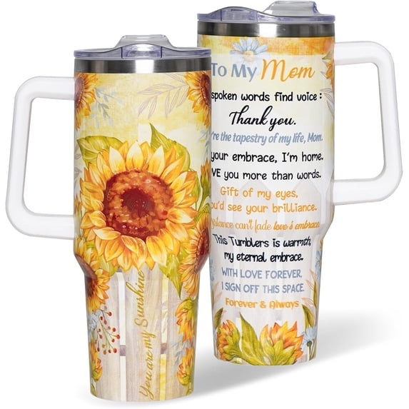 Mothers Day Gifts for Mom, Birthday Gifts for Mom from Daughter Son, Presents for Mother, Christmas Gifts for Women, 40 oz Tumbler with Handle and Straw Lid, Mom Travel Mug Holder Friendly Cup