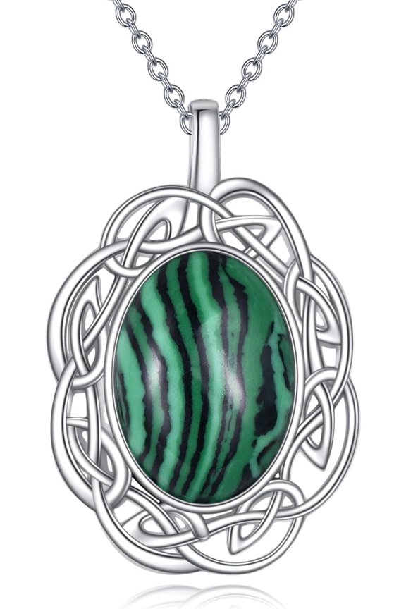 Mothers Day Gifts for Mom Celtic Trinity Knot Necklace Sterling Silver Moonstone/Moss Agate/Amethyst/Lapis Lazuli/Larimar/Malachite/Peridot/Turquoise Pendant Jewelry Gift for Women Mom Daughter