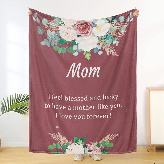 Mothers Day Gifts for Mom from Daughter, Gifts for Mom, Blanket for Mom Gifts, Anniversary Mom Birthday Gifts, I Love You Mom Blanket, Throw Blanket 60" × 50" (Pink)
